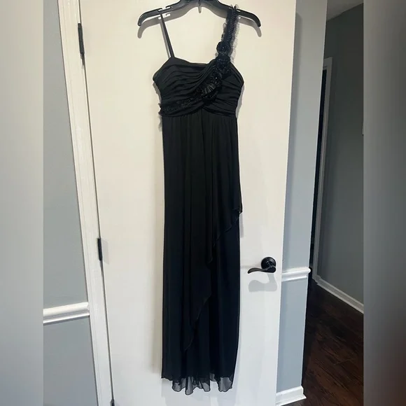black formal dress bridesmaids Ladivine 7485 Soft Satin Bridesmaids Dress 6 / Black